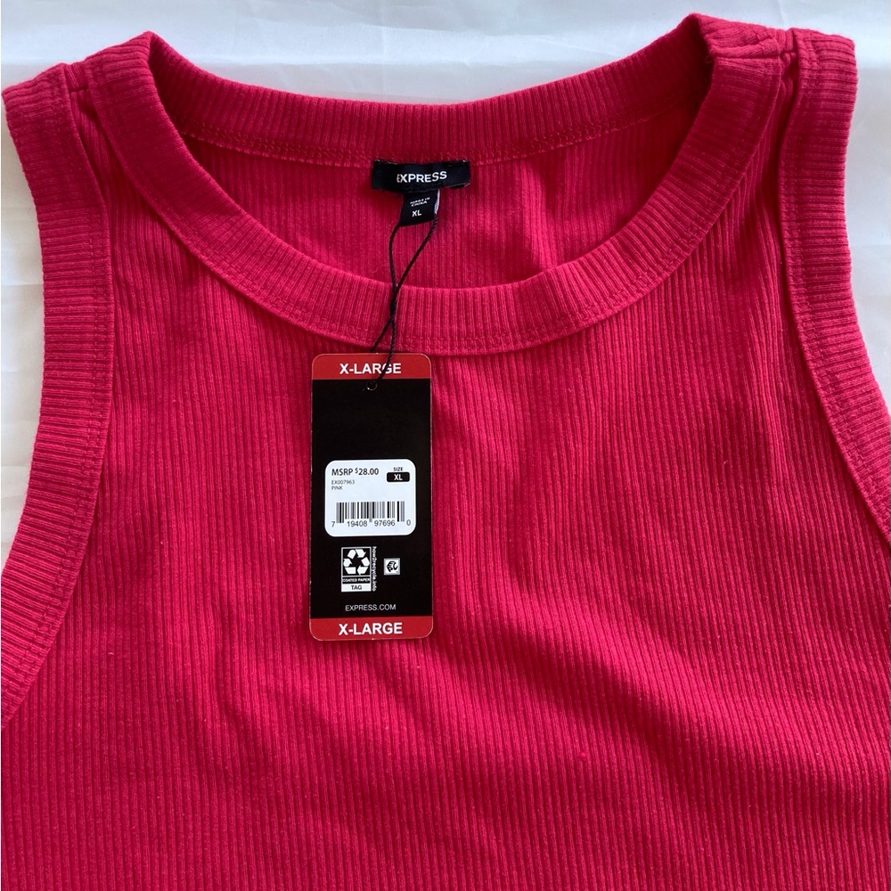 EXPRESS XL RIBBED TANK TOP COTTON/SPANDEX PINK - Picture 6 of 7